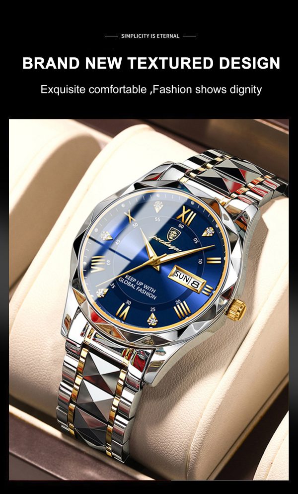 POEDAGAR 615 Watch - Gold Blue Roman - Image 4