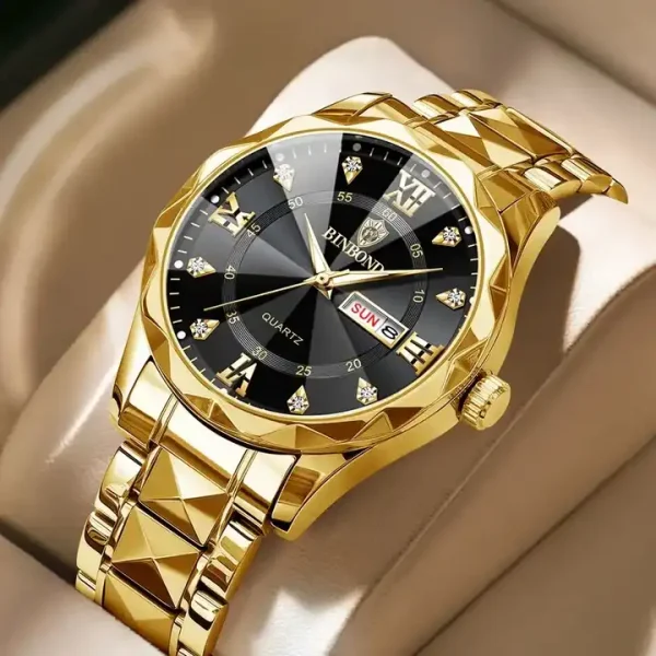 BINBOND 2521 Watch - Gold Body Black Dial