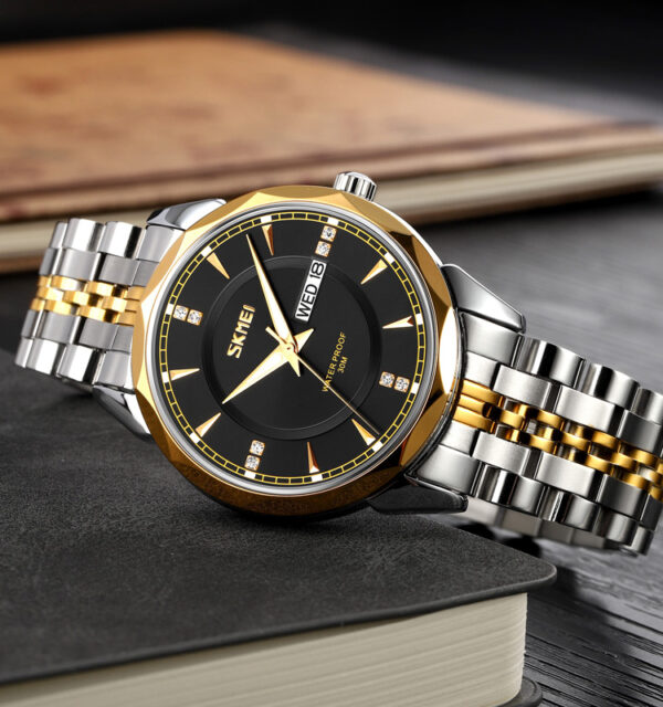 SKMEI 9268 Quartz Watch - Gold Black - Image 2