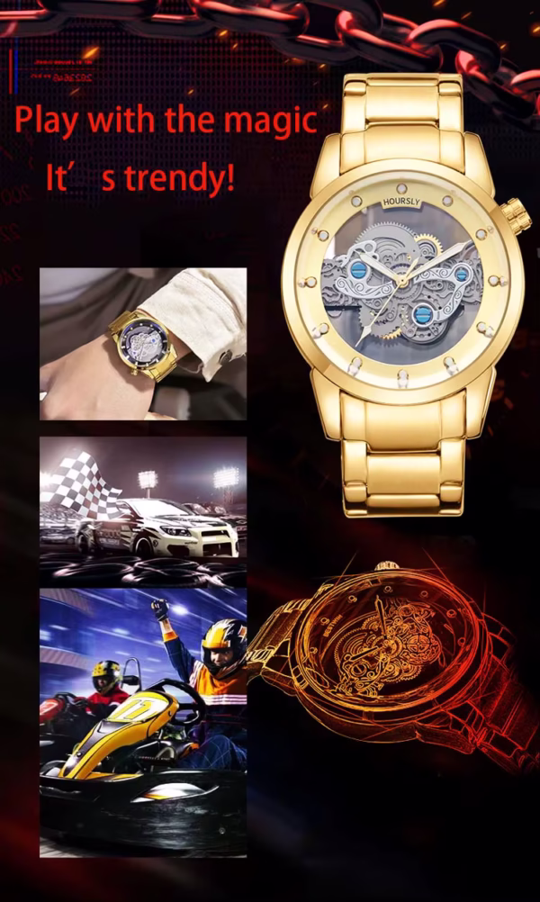 HOURSLY HY9111 Water Resistant Watch - Full Gold - Image 4