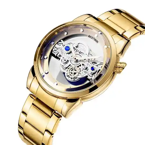BESTWIN BW911 Mens Quartz Watch - Full Gold - Image 2