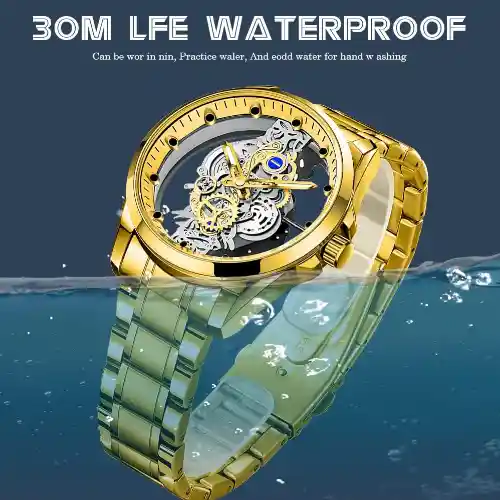 BESTWIN BW911 Mens Quartz Watch - Gold Black - Image 3