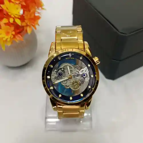 BESTWIN BW911 Mens Quartz Watch - Gold Black - Image 4
