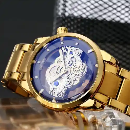 BESTWIN BW911 Mens Quartz Watch - Gold Black - Image 5