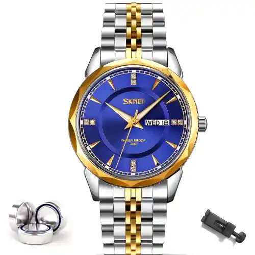 SKMEI 9268 Quartz Watch - Gold Blue