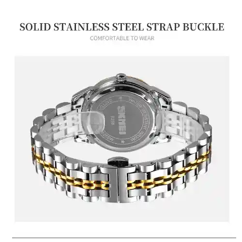 SKMEI 9268 Quartz Watch - Gold White - Image 3