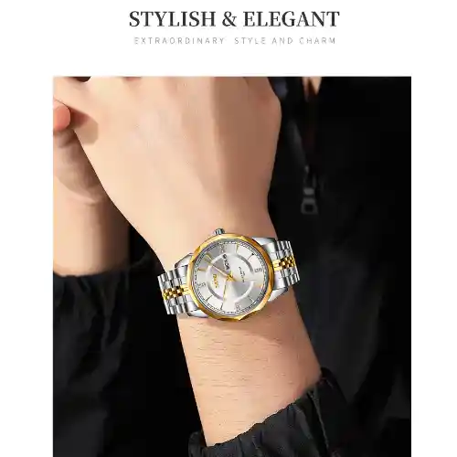 SKMEI 9268 Quartz Watch - Gold White - Image 4