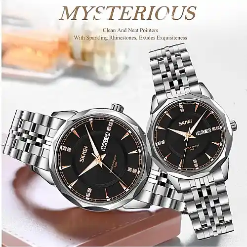 SKMEI 9268 Quartz Watch - Silver Black - Image 2