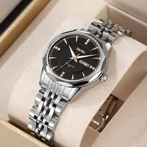 SKMEI 9268 Quartz Watch - Silver Black - Image 3