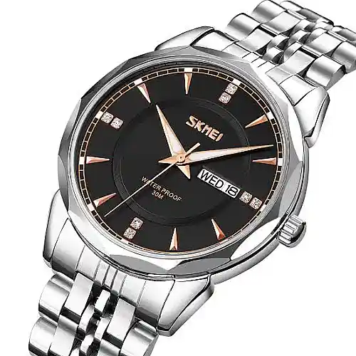 SKMEI 9268 Quartz Watch - Silver Black - Image 4