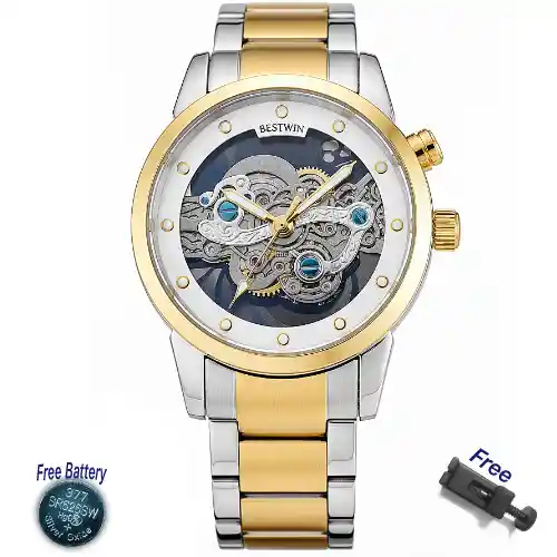 BESTWIN BW911 Mens Quartz Watch - White Gold
