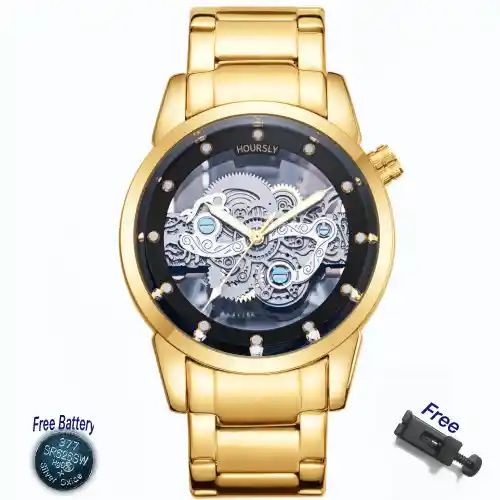 HOURSLY HY9111 Mens Quartz Watch - Gold Black
