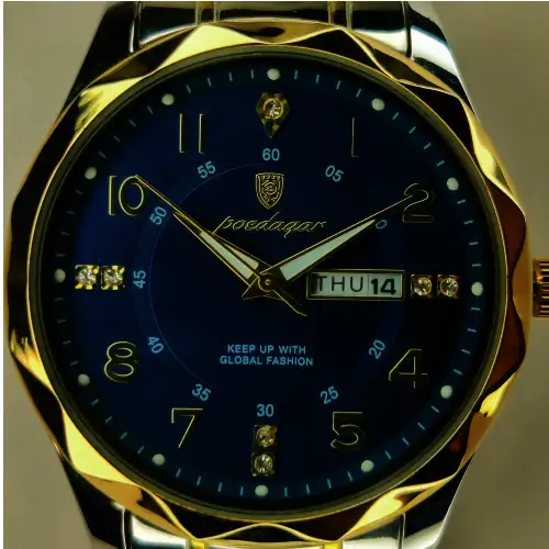 POEDAGAR 615 Watch (123 Version) - Gold Blue Gold Ring - Image 5