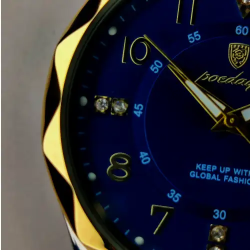 POEDAGAR 615 Watch (123 Version) - Gold Blue Gold Ring - Image 4