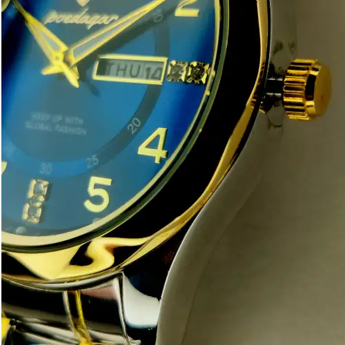 POEDAGAR 615 Watch (123 Version) - Gold Blue Gold Ring - Image 3