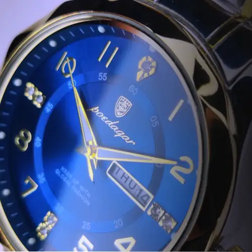 POEDAGAR 615 Watch (123 Version) - Gold Blue Gold Ring - Image 2