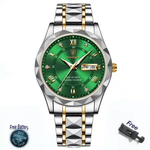 POEDAGAR 615 Watch - Gold Green (Roman)