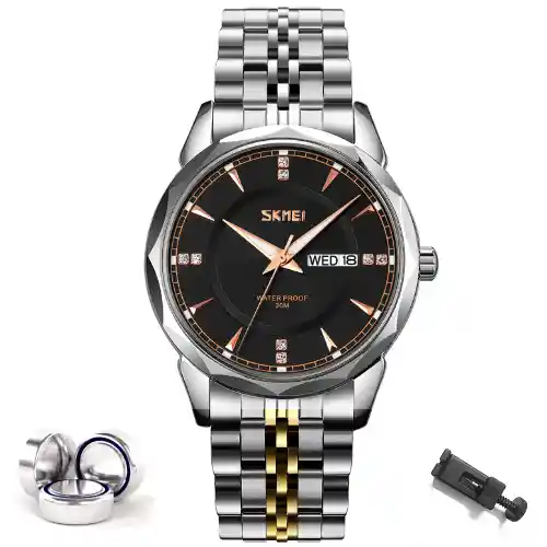 SKMEI 9268 Quartz Watch - Silver Black