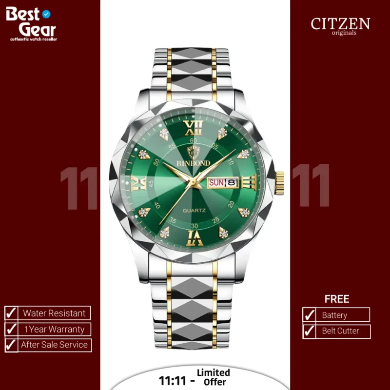 BINBOND 2521 Watch - Gold Green