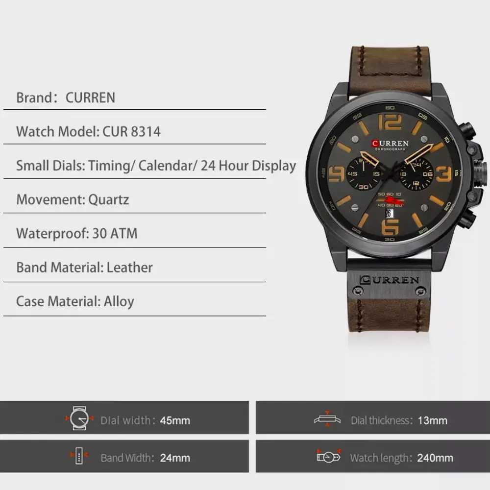 CURREN 8314 - Black Brown - Image 5