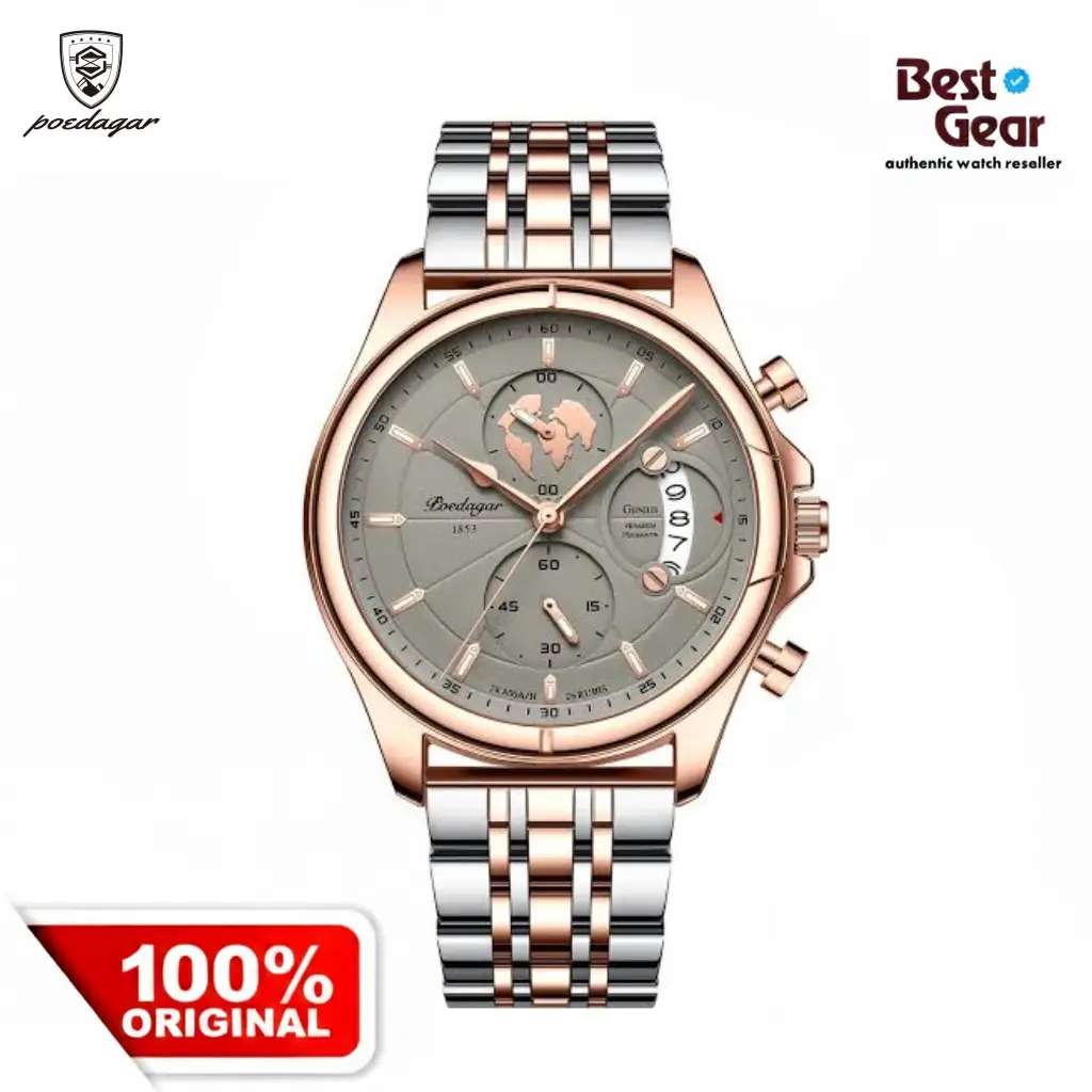 POEDAGAR 802 Watch - Silver Rose Gold - Image 4