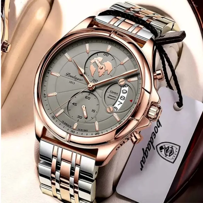 POEDAGAR 802  Watch - Silver Rose Gold
