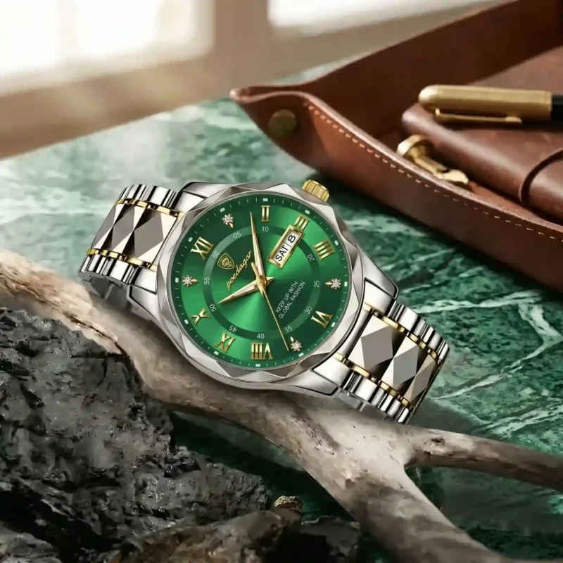 POEDAGAR 615 Watch - Gold Green (Roman)