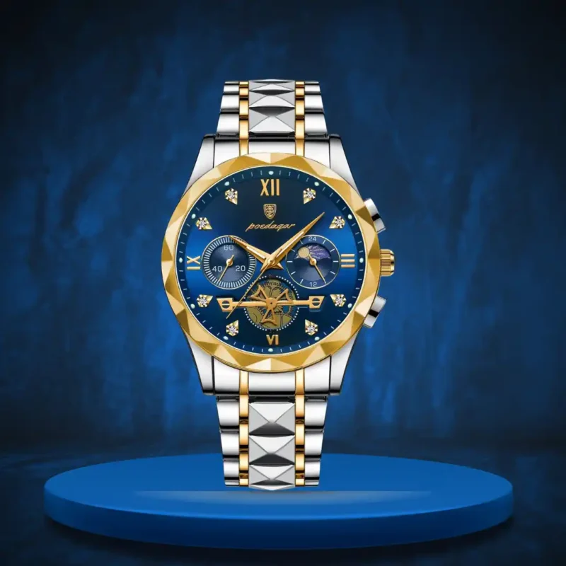 POEDAGAR 996 Watch - Gold Blue
